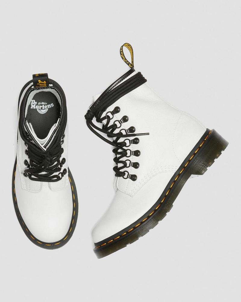 White Women's Dr Martens 1460 Laced Virginia Leather Lace Up Boots | CA 167WNB